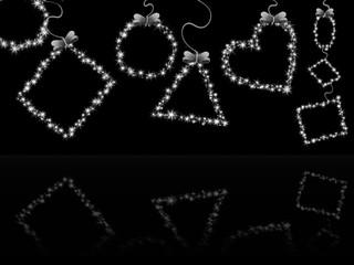 черный фон с блестящими геометрическими фигурами с отражением     