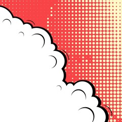 Abstract creative concept vector comic pop art style blank, layout template with clouds beams and isolated dots background. For sale banner, empty speech bubble set, illustration halftone book design.