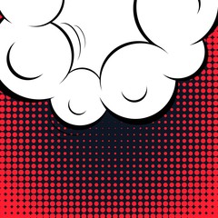 Abstract creative concept vector comic pop art style blank, layout template with clouds beams and isolated dots background. For sale banner, empty speech bubble set, illustration halftone book design.