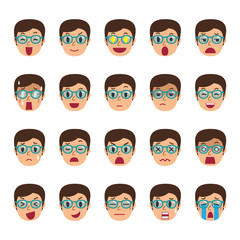 Set of a man faces showing different emotions