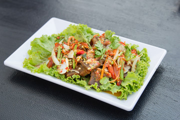 Crispy pork spicy salad , Thai Food