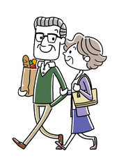 シニア夫婦、カップル、仲良し