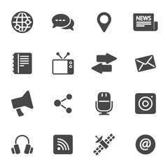 Vector black media icons set