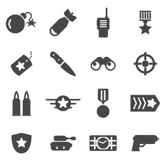 Vector black military icons set
