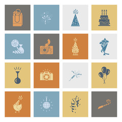 Happy Birthday Icons Set