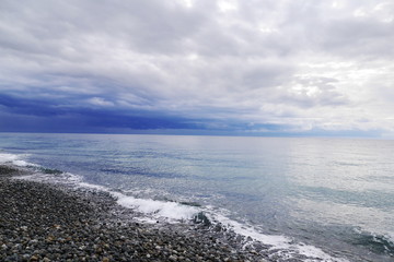 Black Sea in Imereti Bay in November. Adler, Russia