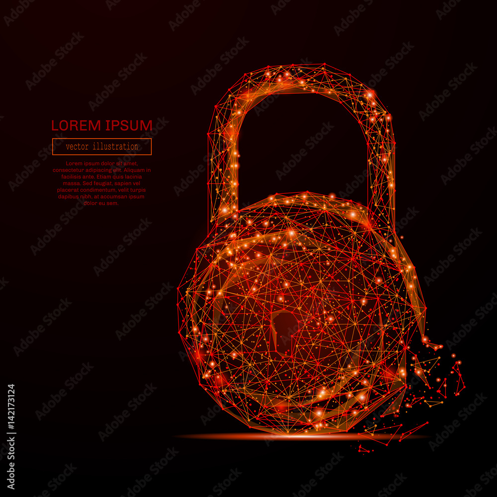 Poster abstract mash line and point lock on background with an inscription. starry sky or space, consisting
