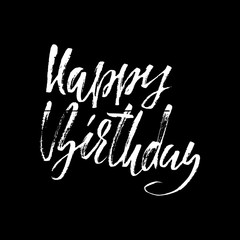 Happy birthday lettering for invitation and greeting card, prints and posters. Handwritten inscription. Calligraphic design. Vector illustration