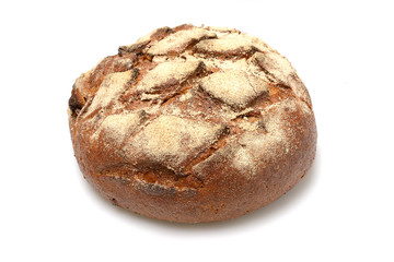 delicious round rye bread isolated on white