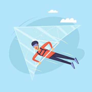 Hang glider. Isolated. Extreme sport. Flat design vector illustrations.