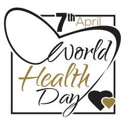 World Health Day. Typographic design. 7 April. Health Day vector lettering card