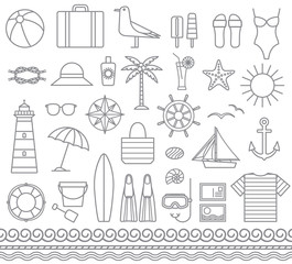 Sea and summer outline vector silhouette icons 1