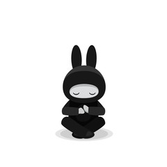 Sitting cute bunny ninja isolated on white background © Elokua