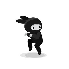 Snaking cute bunny ninja isolated on white background © Elokua
