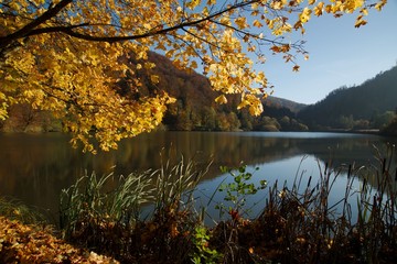 Autumn at Lucelle Lake (Lac de Lucelle) in Swiss Jura