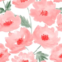 Foto op Plexiglas Lichtroze aquarel bloemen naadloos patroon