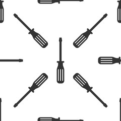 Screwdriver icon seamless pattern on white background. Vector Illustration