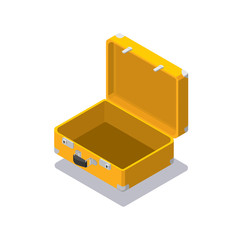 Isometric yellow open travel bag 
