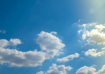 Blue sky with cloud close up , Blue sky for background