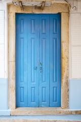 Old blue wooden door