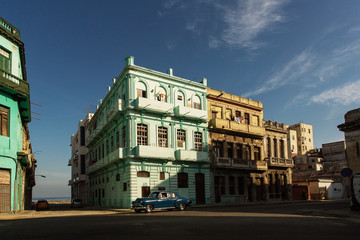 Naklejka na ściany i meble Old car on street of Havana, Cuba