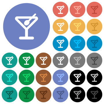 Cocktail round flat multi colored icons