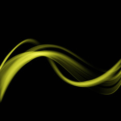 Abstract green wave with smoke on black background