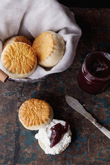 Scones with butter and jam