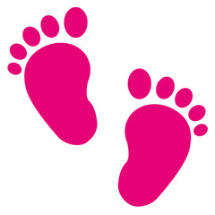 Icono plano pies de bebé color rosa