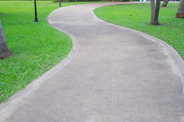 Pathways with green lawns