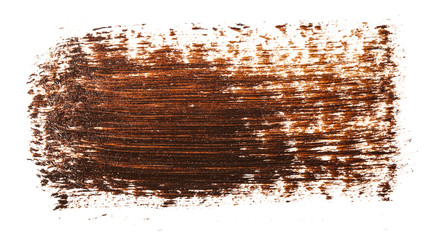 smudge brown oil paint on white background