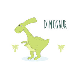 Cute hand drawn dinosaur illustration. vector print