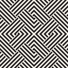 Repeating Geometric Stripes Tiling. Vector Seamless Monochrome Pattern