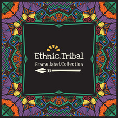 Doodle vector pattern ethnic tribal style frame.