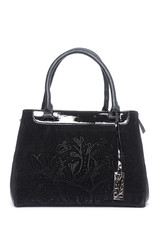 Large leather black bag isolated on white