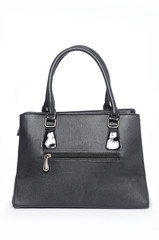 Large leather black bag isolated on white