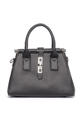 Large leather black bag isolated on white