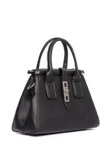 Large leather black bag isolated on white