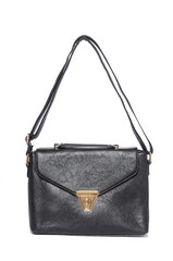 Black leather clutch isolated on white