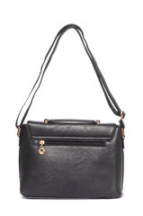 Black leather clutch isolated on white