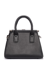 Large leather black bag isolated on white