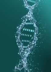 Illustration of Vector DNA Mesh Spiral. Abstract Medical Molecule Structure Template. Human Medicine Genome Scientific Concept