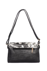 Black clutch with floral pattern isolated