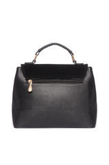 Black leather clutch isolated on white