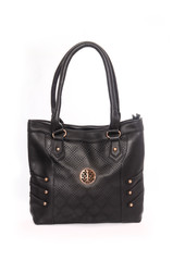 Large leather black bag isolated on white