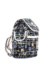 Black backpack with stars pattern isolated on white