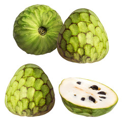 Cherimoya fruit on white