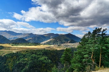 View on Mountains and Omalo village. Georgia