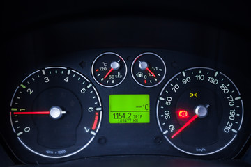 Fototapeta premium Illuminated car dashboard
