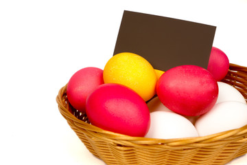 easter greetings composition with craft paper card